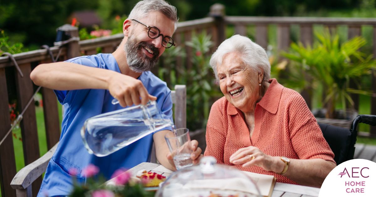 A caregiver provides Home Care for Seniors in the summer months.